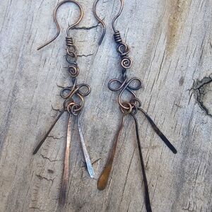 Twisted Copper Boho Knotted Earrings